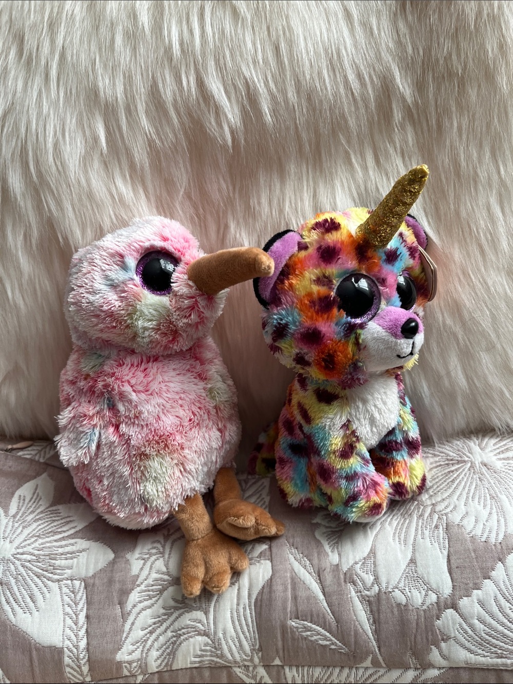Ty Beanie Boos “KIWI” and “GISELLE” Hang and tush tags attached. NWT.